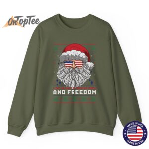 Funny Santa American Flag Freedom Patriotic Merry Christmas Sweatshirt 09