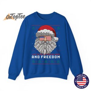 Funny Santa American Flag Freedom Patriotic Merry Christmas Sweatshirt 10