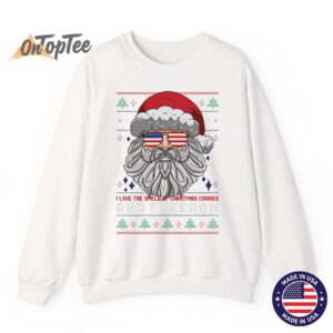Funny Santa American Flag Freedom Patriotic Merry Christmas Sweatshirt 11