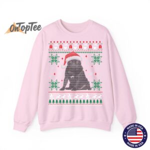 Funny Ugly Christmas Sweatshirt – Black Pug Design