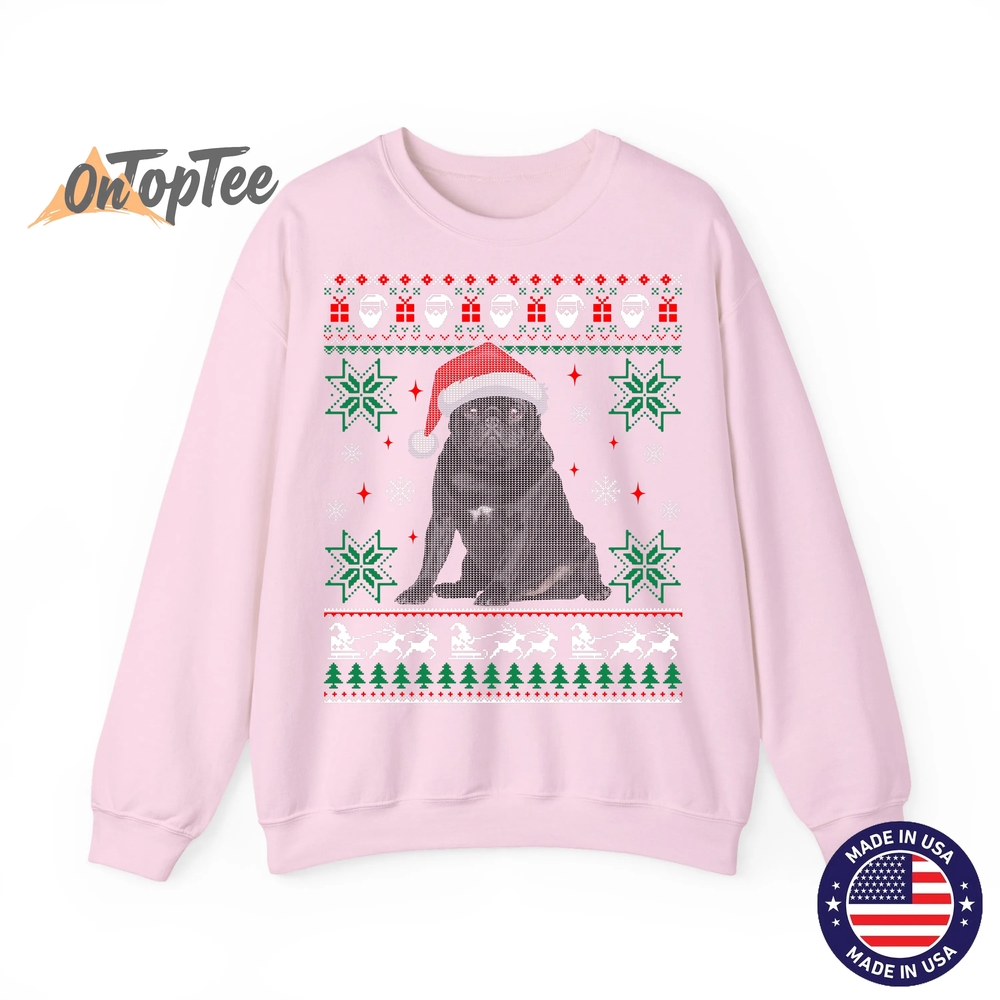 Funny Ugly Christmas Sweatshirt – Black Pug Design Funny Ugly Christmas Sweatshirt – Black Pug Design
