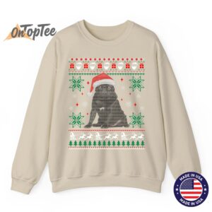 Funny Ugly Christmas Sweatshirt - Black Pug Design 2 Funny Ugly Christmas Sweatshirt Black Pug Design 03