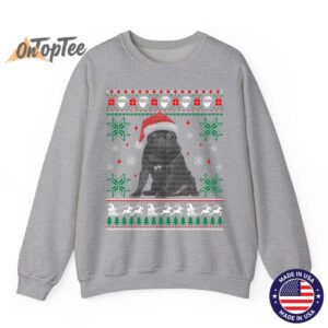 Funny Ugly Christmas Sweatshirt - Black Pug Design 4 Funny Ugly Christmas Sweatshirt Black Pug Design 05
