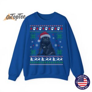 Funny Ugly Christmas Sweatshirt - Black Pug Design 6 Funny Ugly Christmas Sweatshirt Black Pug Design 07