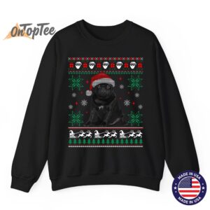 Funny Ugly Christmas Sweatshirt - Black Pug Design 7 Funny Ugly Christmas Sweatshirt Black Pug Design 08