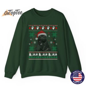 Funny Ugly Christmas Sweatshirt - Black Pug Design 8 Funny Ugly Christmas Sweatshirt Black Pug Design 09