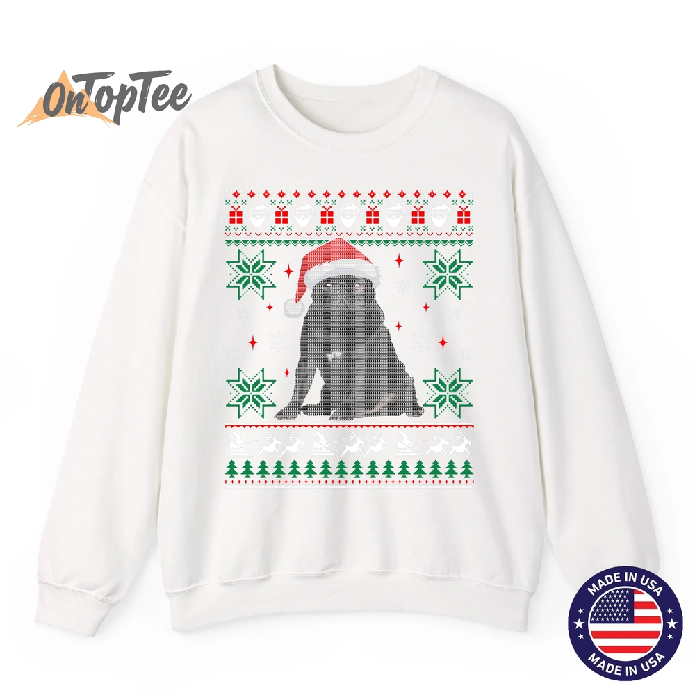 Funny Ugly Christmas Sweatshirt – Black Pug Design Funny Ugly Christmas Sweatshirt – Black Pug Design