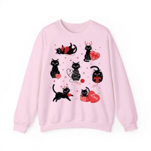 Funny Valentine Cats Love Hearts Cute Cat For Women & Girls Sweatshirt