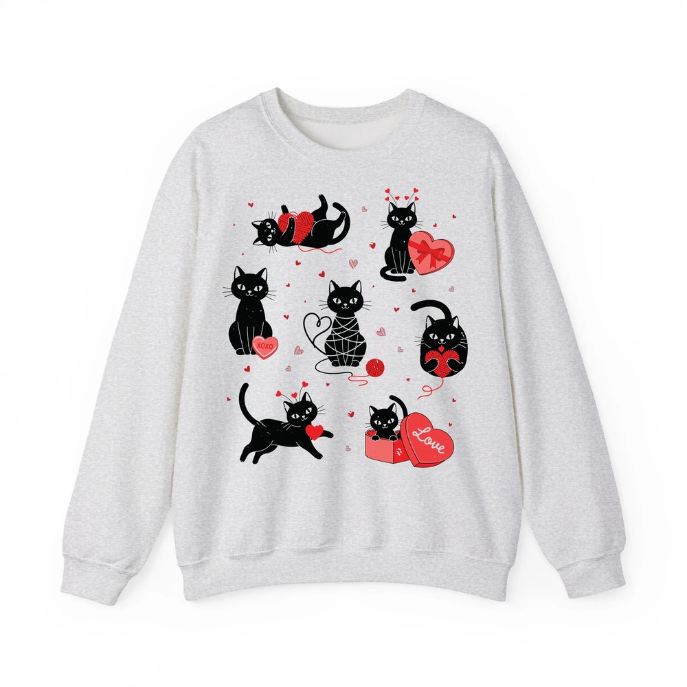 Funny Valentine Cats Love Hearts Cute Cat For Women & Girls Sweatshirt Funny Valentine Cats Love Hearts Cute Cat For Women & Girls Sweatshirt