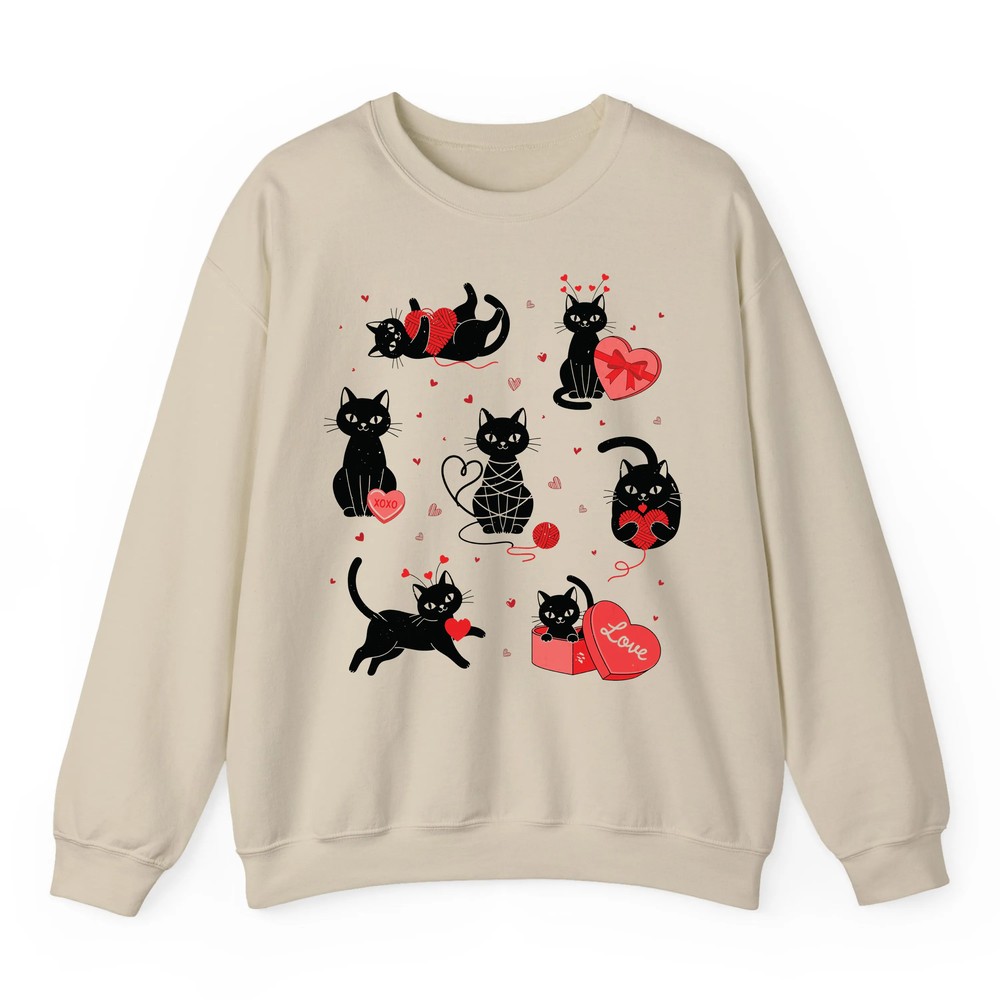 Funny Valentine Cats Love Hearts Cute Cat For Women & Girls Sweatshirt Funny Valentine Cats Love Hearts Cute Cat For Women & Girls Sweatshirt