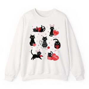 Funny Valentine Cats Love Hearts Cute Cat For Women & Girls Sweatshirt 5 Funny Valentine Cats Love Hearts Cute Cat For Women Girls Sweatshirt 06