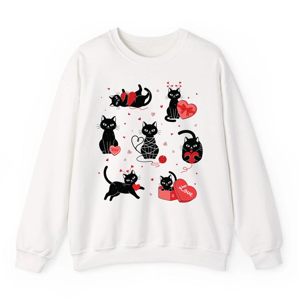 Funny Valentine Cats Love Hearts Cute Cat For Women & Girls Sweatshirt Funny Valentine Cats Love Hearts Cute Cat For Women & Girls Sweatshirt