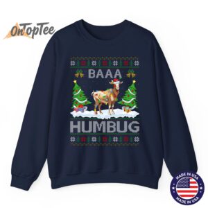 Goat Xmas Tree Lighting Baaa Humbug Ugly Christmas Sweatshirt 06