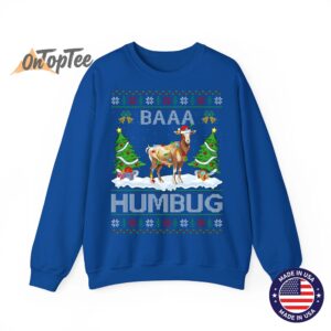 Goat Xmas Tree Lighting Baaa Humbug Ugly Christmas Sweatshirt 07