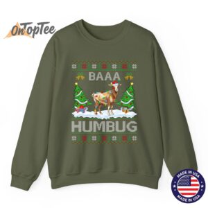 Goat Xmas Tree Lighting Baaa Humbug Ugly Christmas Sweatshirt 11