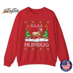 Goat Xmas Tree Lighting Baaa Humbug Ugly Christmas Sweatshirt 12
