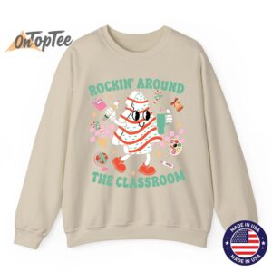 Groovy Rocking Around Classroom Teacher Christmas Tree Sweatshirt