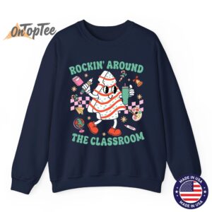 Groovy Rocking Around Classroom Teacher Christmas Tree Sweatshirt 06