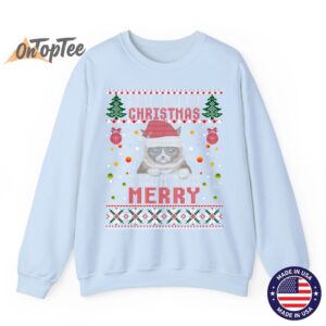 Grumpy Christmas Cat Pun Funny Ugly Xmas Sweatshirt