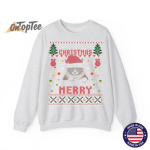 Grumpy Christmas Cat Pun Funny Ugly Xmas Sweatshirt 04