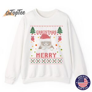 Grumpy Christmas Cat Pun Funny Ugly Xmas Sweatshirt 13