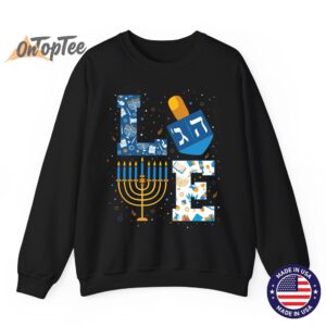 Hanukkah Love with Menorah for Jewish Christmas Holiday Crew Neck Sweatshirt 07