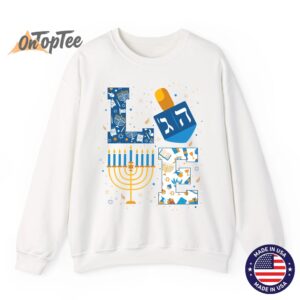 Hanukkah Love with Menorah for Jewish Christmas Holiday Crew Neck Sweatshirt 11
