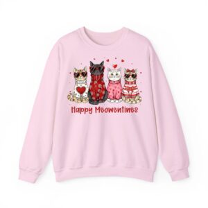 Happy Meowentine Day Funny Girls Cat Valentines Day Women Sweatshirt