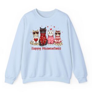 Happy Meowentine Day Funny Girls Cat Valentines Day Women Sweatshirt 02