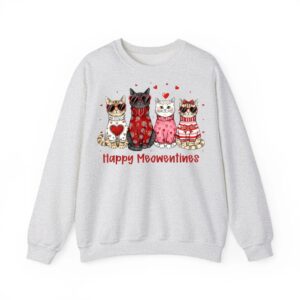 Happy Meowentine Day Funny Girls Cat Valentines Day Women Sweatshirt 03