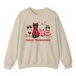 Happy Meowentine Day Funny Girls Cat Valentines Day Women Sweatshirt 04