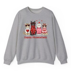 Happy Meowentine Day Funny Girls Cat Valentines Day Women Sweatshirt 05
