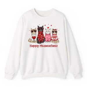 Happy Meowentine Day Funny Girls Cat Valentines Day Women Sweatshirt 06