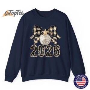 Happy New Year 2026 Sweatshirt Black Gold Coquette Disco Ball Sweater 02