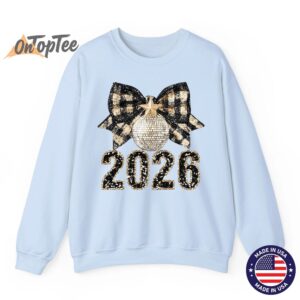Happy New Year 2026 Sweatshirt Black Gold Coquette Disco Ball Sweater 07