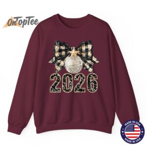 Happy New Year 2026 Sweatshirt Black Gold Coquette Disco Ball Sweater 09