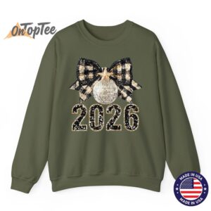 Happy New Year 2026 Sweatshirt Black Gold Coquette Disco Ball Sweater 10