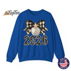 Happy New Year 2026 Sweatshirt Black Gold Coquette Disco Ball Sweater 11