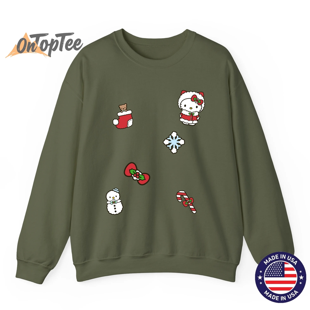 Hello Kitty Christmas Holiday Sweatshirt with Patches Hello Kitty Christmas Holiday Sweatshirt with Patches