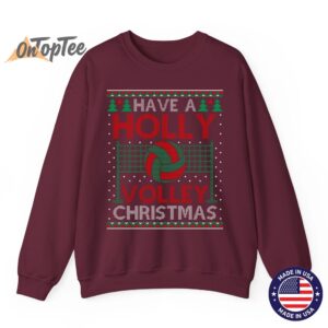 Holly Volleyball Ugly Christmas Sweatshirt 08