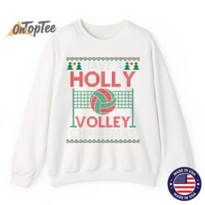 Holly Volleyball Ugly Christmas Sweatshirt 11