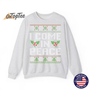 I Come In Peace Couple Matching Ugly Christmas Sweatshirt 02