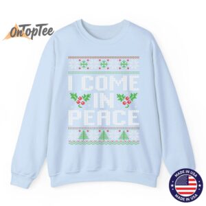 I Come In Peace Couple Matching Ugly Christmas Sweatshirt 04