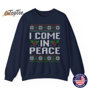 I Come In Peace Couple Matching Ugly Christmas Sweatshirt 06