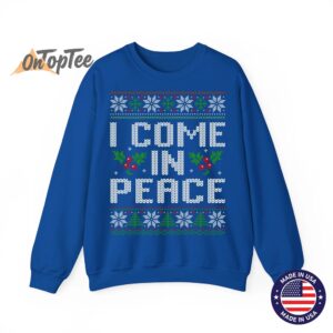 I Come In Peace Couple Matching Ugly Christmas Sweatshirt 10
