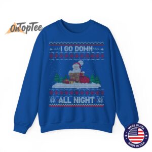 I Go Down All Night Crude Dirty Funny Christmas Santa Ugly Sweatshirt 10