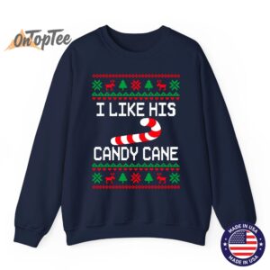 I Like His Candy Cane Funny Couples Ugly Christmas Sweatshirt 06