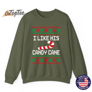 I Like His Candy Cane Funny Couples Ugly Christmas Sweatshirt 09