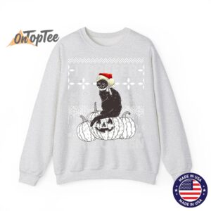 I Prefer Halloween Funny Christmas Cat Ugly Sweatshirt 02