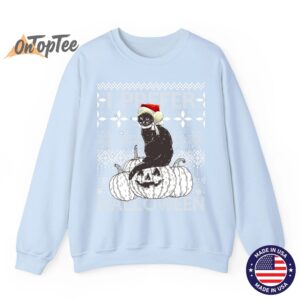 I Prefer Halloween Funny Christmas Cat Ugly Sweatshirt 04